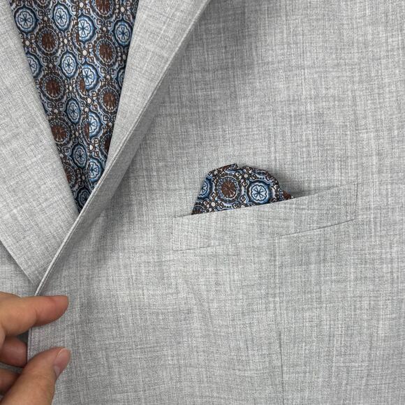 Stacy Adams Light Gray Single Two-Button Closure Suit Jacket Size 42R/36W - Picture 2 of 13